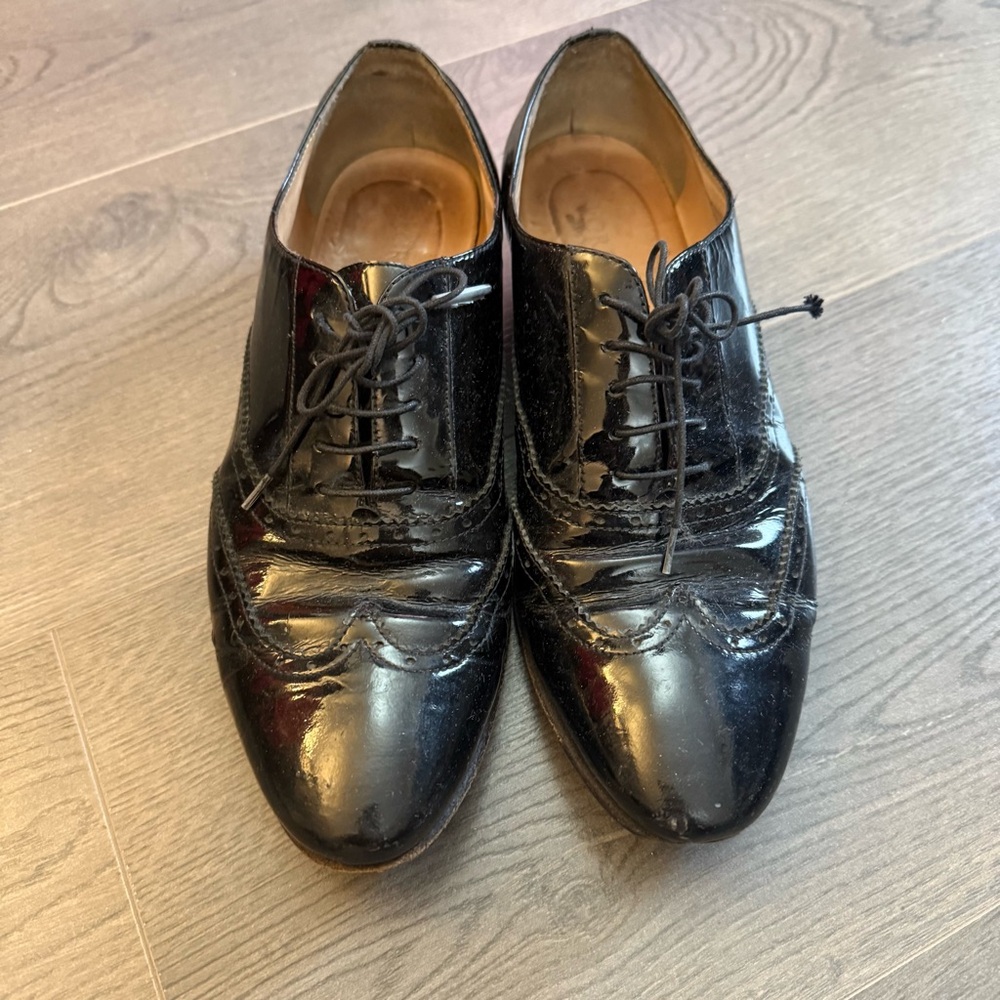 Vintage J. Crew patent leather oxfords brogues shoes (Sz 7.5)